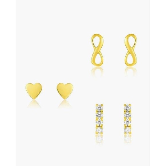 Sterling Forever 14K Gold Sterling Silver Earrings Set of 3 - BRAND NEW - Picture 1 of 6